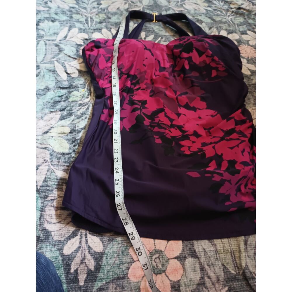 Lands End One Piece Swimsuit 16 DD Floral Skirted Wireless Bra Boned Nylon - Picture 11 of 13